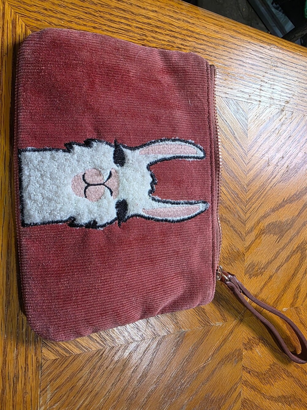 Old Navy Corduroy Llama Wristlet - Dusty Rose